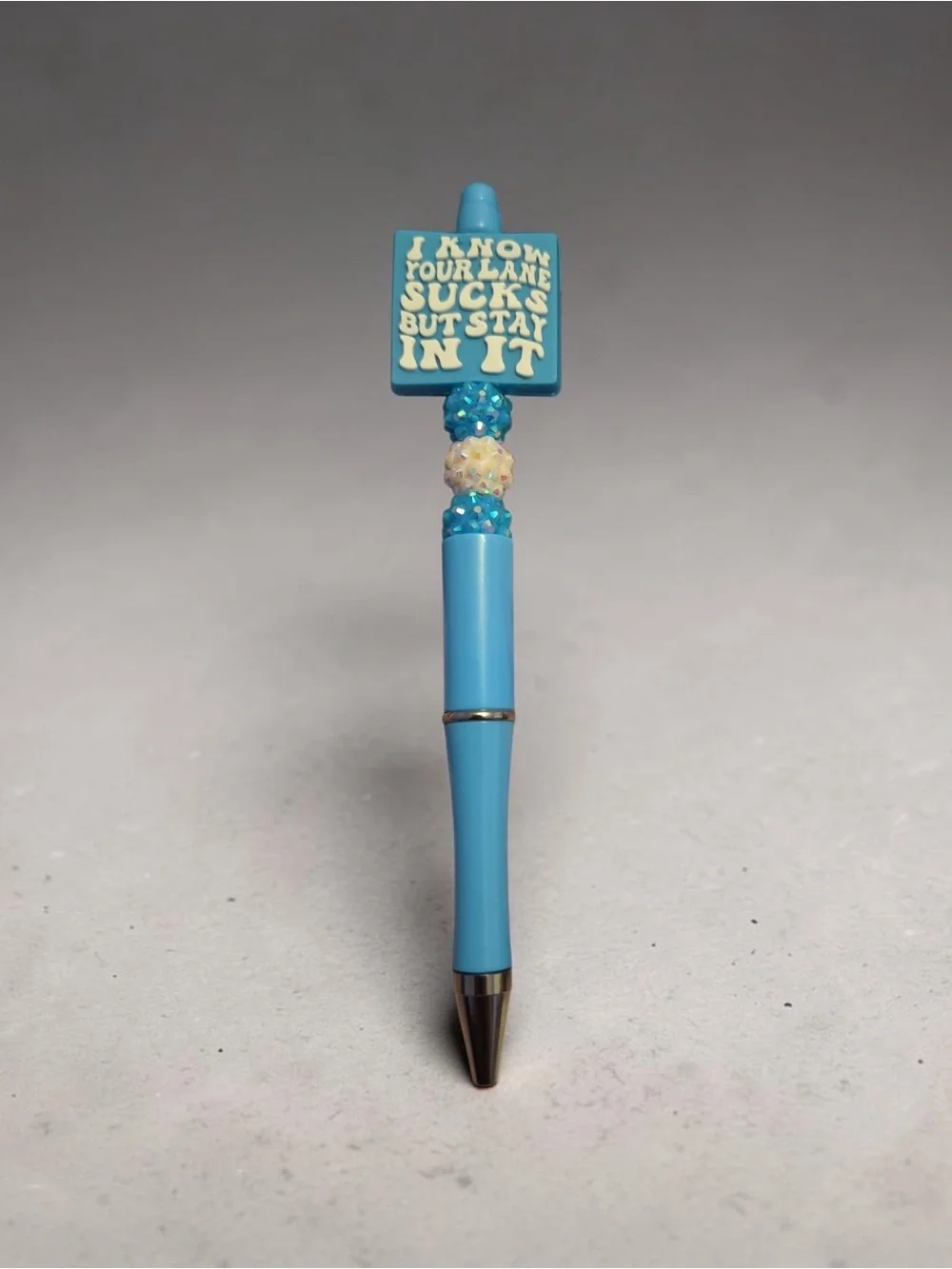 Blue Inspirational Beaded Ballpoint Pen - Stay In It new